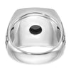 14k White Gold Men's Antiqued Onyx Complete Ring
