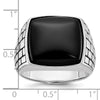 14k White Gold Men's Antiqued Onyx Complete Ring