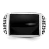 14k White Gold with Black Rhodium Men's Polished and Textured Onyx Ring