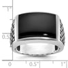 14k White Gold with Black Rhodium Men's Polished and Textured Onyx Ring