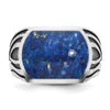 14k White Gold with Black Rhodium IBGoodman Men's Lapis Complete Ring