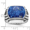 14k White Gold with Black Rhodium IBGoodman Men's Lapis Complete Ring