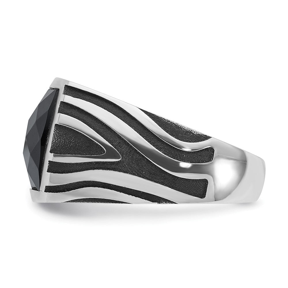 14k White Gold with Black Rhodium IBGoodman Men's Onyx Complete Ring