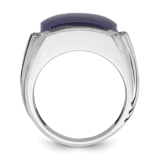 14k White Gold Men's w/Black Rhodium Lapis Diamond Complete Ring