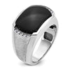 14k White Gold Men's Polished and Satin Onyx and 1/10 Carat AA Quality Diamond Ring