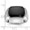 14k White Gold Men's Polished and Satin Onyx and 1/10 Carat AA Quality Diamond Ring