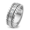 14k White Gold Men's Polished and Satin 1/4 carat Diamond Complete Ring