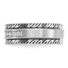 14k White Gold with Black Rhodium Men's Polished Satin and Grooved 1/5 Carat AA Quality Diamond Ring