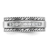 14k White Gold with Black Rhodium Men's Polished Satin and Grooved 1/5 Carat AA Quality Diamond Ring
