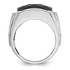 14k White Gold Men's Polished and Satin Faceted Onyx and 1/10 Carat AA Quality Diamond Ring