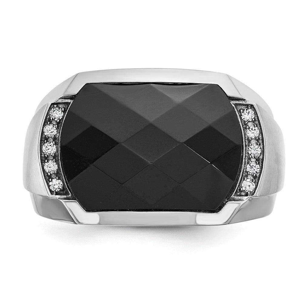 IBGoodman 14k White Gold Men's Polished and Satin Gemstone Ring Mounting
