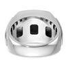 14k White Gold Men's Polished and Satin Faceted Onyx and 1/10 Carat AA Quality Diamond Ring