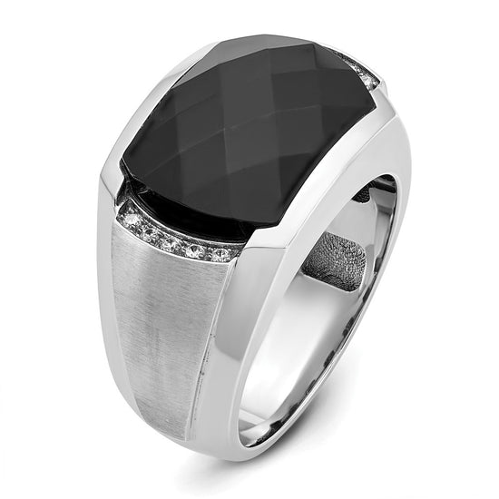 IBGoodman 14k White Gold Men's Polished and Satin Gemstone Ring Mounting
