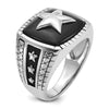 14k White Gold Men's Antiqued Onyx Complete Star Ring