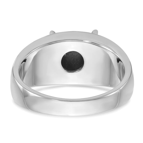 14k White Gold with Black Rhodium IBGoodman Men's Imitation Gray Cat's Eye Complete Ring