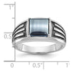 14k White Gold with Black Rhodium IBGoodman Men's Imitation Gray Cat's Eye Complete Ring