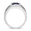 14k White Gold with Black Rhodium IBGoodman Men's Created Sapphire Complete Ring