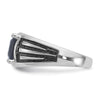 14k White Gold with Black Rhodium IBGoodman Men's Created Sapphire Complete Ring