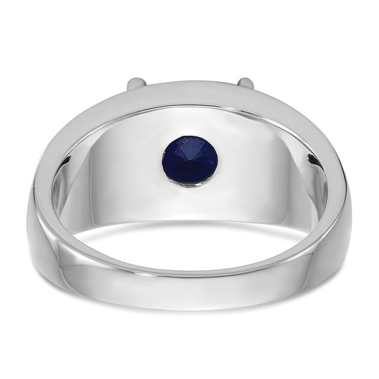 14k White Gold with Black Rhodium IBGoodman Men's Created Sapphire Complete Ring