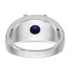 14k White Gold with Black Rhodium IBGoodman Men's Created Sapphire Complete Ring