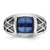 14k White Gold with Black Rhodium Men's Created Sapphire Complete Ring