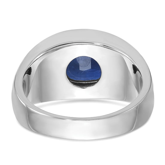 14k White Gold with Black Rhodium Men's Created Sapphire Complete Ring