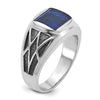 14k White Gold with Black Rhodium Men's Created Sapphire Complete Ring