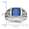 14k White Gold with Black Rhodium Men's Created Sapphire Complete Ring