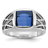 14k White Gold with Black Rhodium Men's Created Sapphire Complete Ring