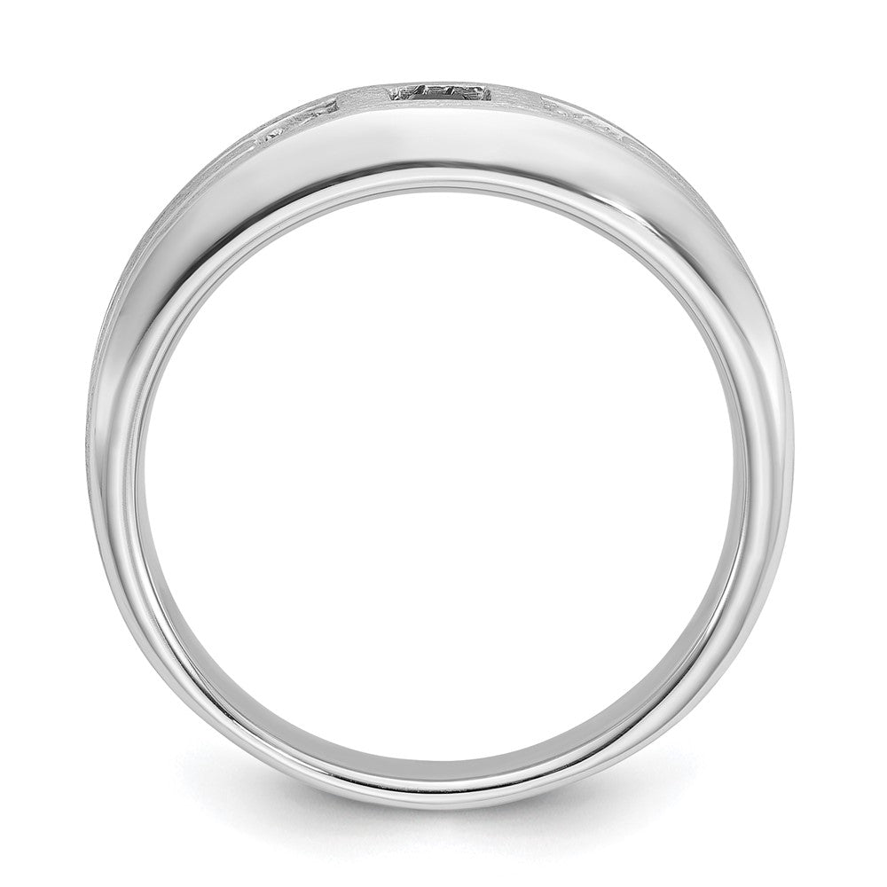 14k White Gold 1/15 carat Lab Grown Diamond VS/SI+ G+ and Lab Created Blue Sapphire Complete Men's Ring