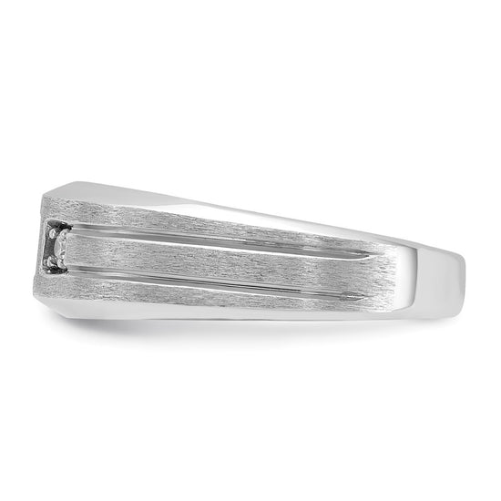 14k White Gold 1/15 carat Lab Grown Diamond VS/SI+ G+ and Lab Created Blue Sapphire Complete Men's Ring