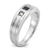 14k White Gold 1/15 carat Lab Grown Diamond VS/SI+ G+ and Lab Created Blue Sapphire Complete Men's Ring