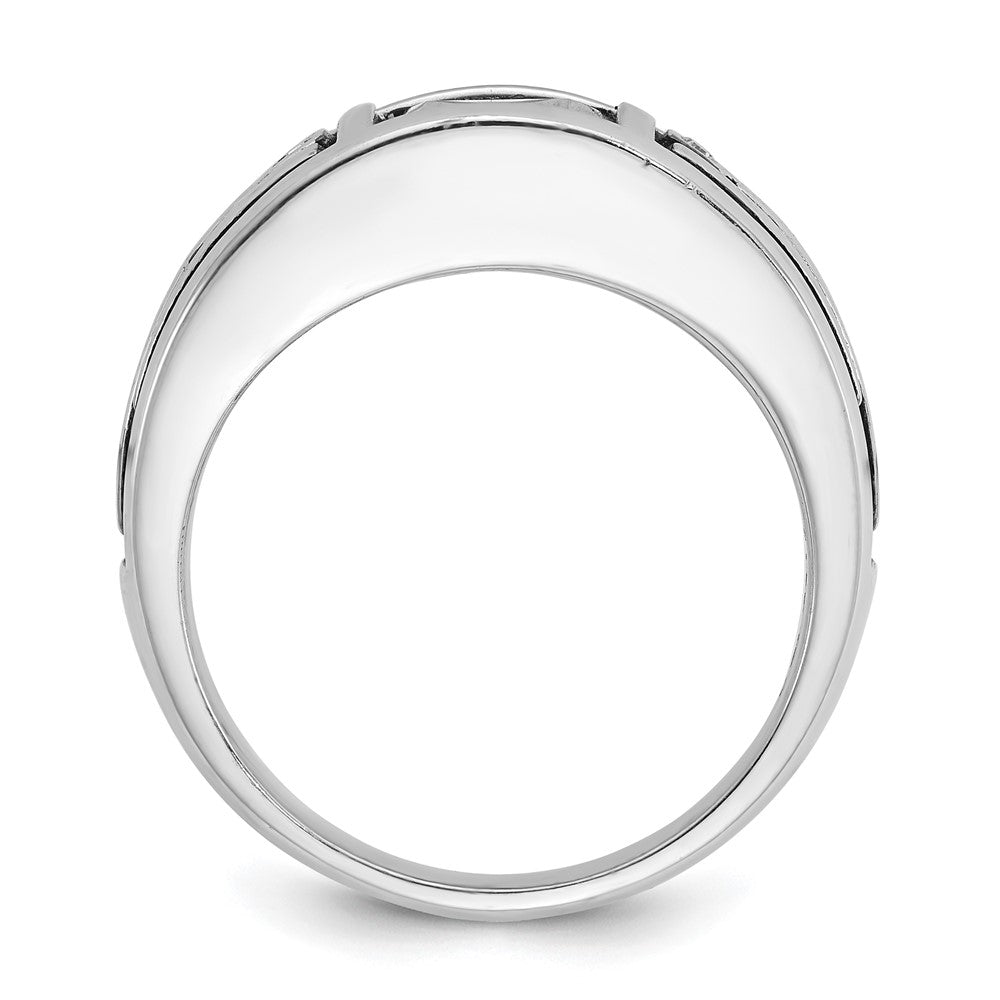 14k White Gold with Black Rhodium Men's Onyx and Diamond Complete Ring