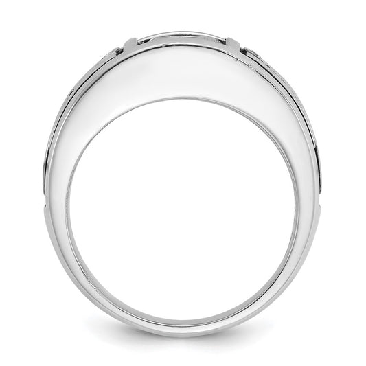14k White Gold with Black Rhodium Men's Onyx and Diamond Complete Ring