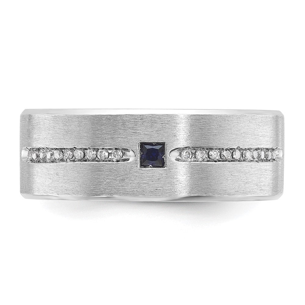 14k White Gold IBGoodman Men's Satin Sapphire/Diamond Ring Mounting