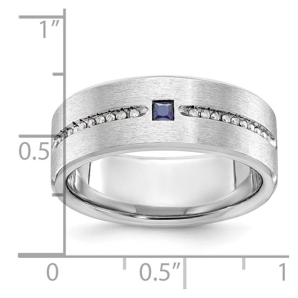 14k White Gold IBGoodman Men's Satin Sapphire/Diamond Ring Mounting