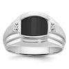 14k White Gold Men's Satin Onyx and Diamond Complete Ring