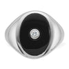 14k White Gold Men's Onyx and 1/10 carat Diamond Complete Ring