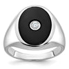 14k White Gold Men's Onyx and 1/10 carat Diamond Complete Ring