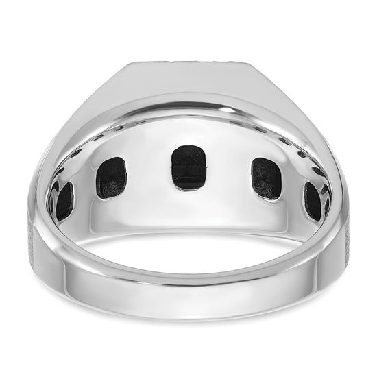 14k White Gold Men's Onyx and 1/8 carat Diamond Complete Ring