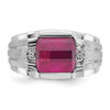 14k White Gold IBGoodman Men's Satin Gemstone and Diamond Ring Mounting