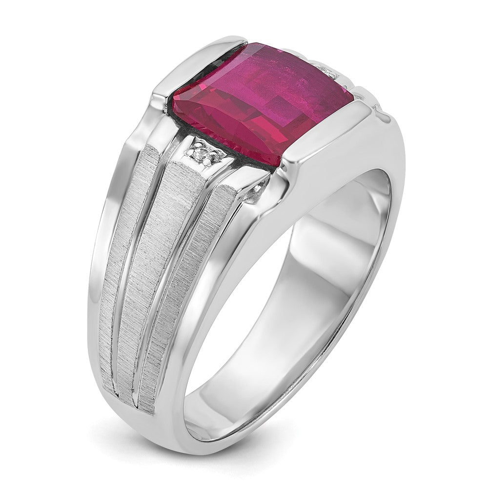 14k White Gold IBGoodman Men's Satin Gemstone and Diamond Ring Mounting