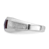 14k White Gold Men's Created Garnet and 1/20 carat Diamond Complete Ring