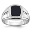 14k White Gold Men's Onyx and 1/8 carat Diamond Complete Ring