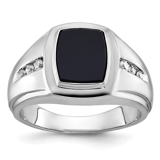 14k White Gold IBGoodman Men's Onyx and Diamond Ring Mounting