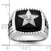 14k White Gold IBGoodman Men's Antiqued Onyx and 1/20 carat Diamond Complete Star Ring