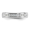14k White Gold Men's Polished and Grooved 10-Stone 1/4 Carat AA Quality Diamond Ring