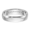 14k White Gold Men's Polished and Grooved 10-Stone 1/4 Carat AA Quality Diamond Ring