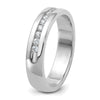 14k White Gold Men's Polished and Grooved 10-Stone 1/4 Carat AA Quality Diamond Ring