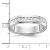 14k White Gold Men's Polished and Grooved 10-Stone 1/4 Carat AA Quality Diamond Ring